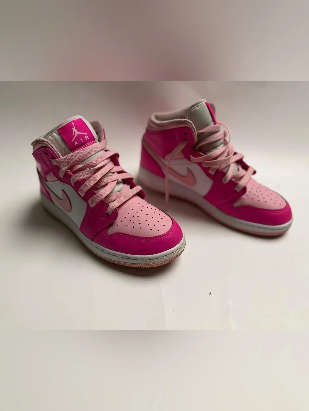 Jordan Kids High-Top Sneakers in Hot Pink and Light Pink